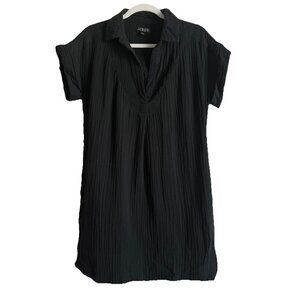J. Crew Women’s Dress Size Small Black Crinkle Popover Collar‎ Gauzy Relaxed